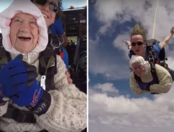 Nenek Berusia 102 Tahun, Manette Baillie, Berhasil Terjun Payung